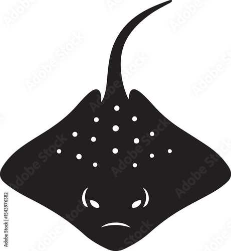 Angry stingray silhouette bold black art, Ocean stingray dramatic line design