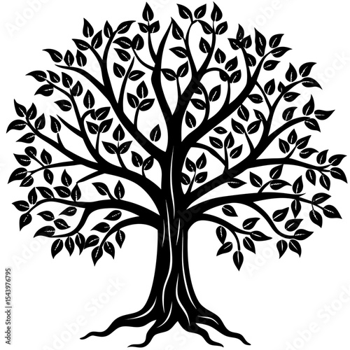 Black and white stylized tree illustration