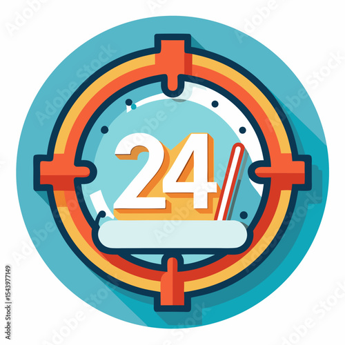 24 7 availability clock graphic design
