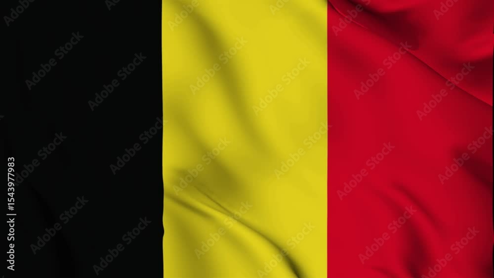 belgium flag looping animation, belgium national flag video waving in wind. Realistic flag background. Close up view, perfect loop, 4K footage.