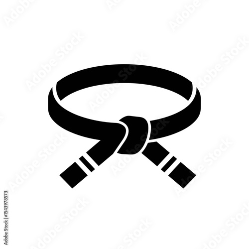 Black martial arts belt icon symbolizing mastery and discipline, vector illustration
