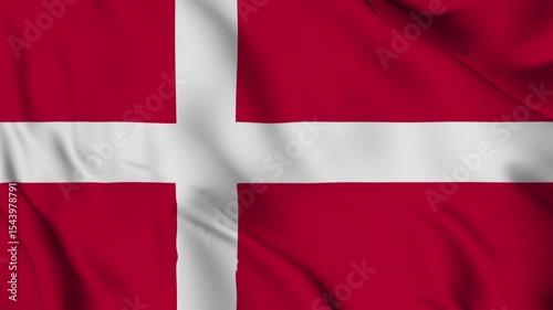 Denmark flag video waving in wind. Realistic flag background. Close up view, perfect loop, 4K footage