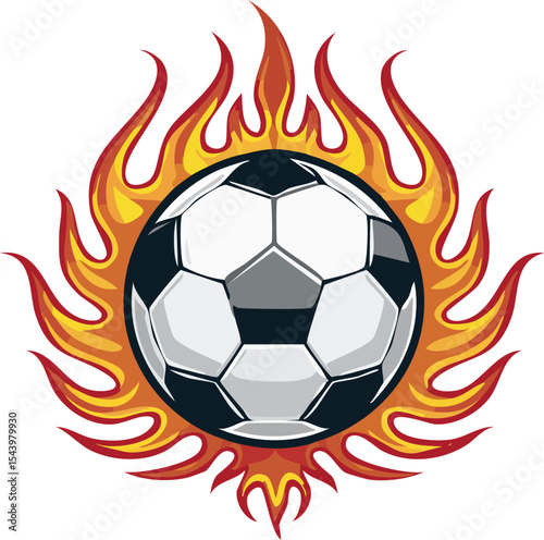 Soccer Ball with Flames – Sport Logo Vector