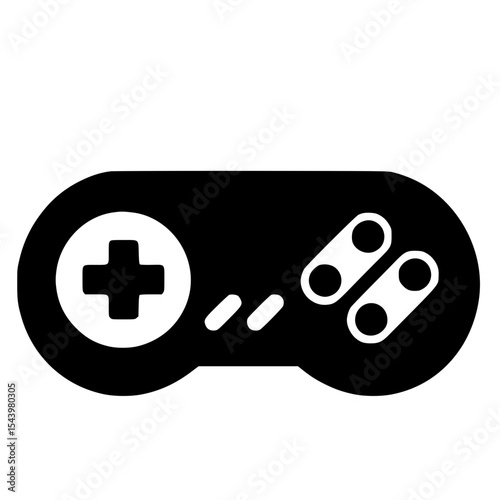 Minimalist Retro Gamepad Silhouette – Black SVG Clipart Icon