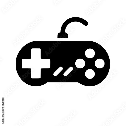 Minimalist Retro Gamepad Silhouette – Black SVG Clipart Icon