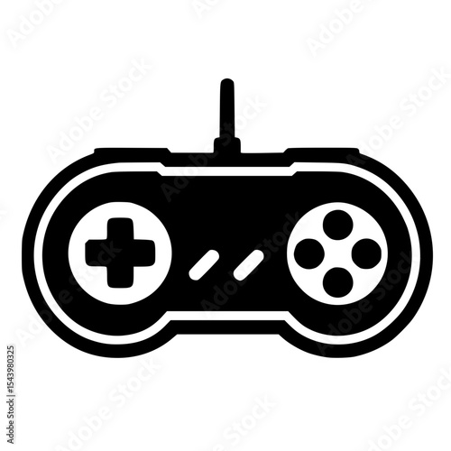 Minimalist Retro Gamepad Silhouette – Black SVG Clipart Icon