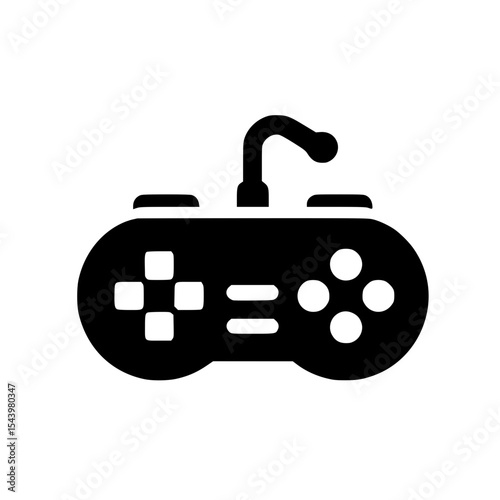 Minimalist Retro Gamepad Silhouette – Black SVG Clipart Icon