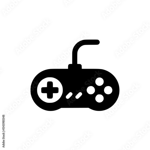 Minimalist Retro Gamepad Silhouette – Black SVG Clipart Icon