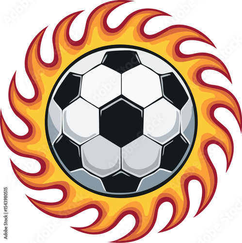 Soccer Ball with Flames – Sport Logo Vector
