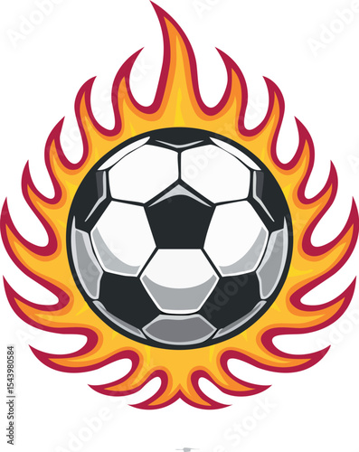 Soccer Ball with Flames – Sport Logo Vector