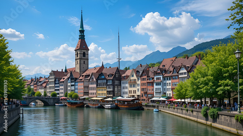 The Old Town of Basel, Switzerland, on a summer day