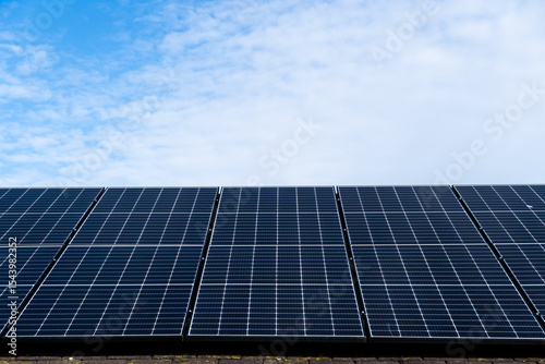 Photovoltaic solar panels on a domestic house roof
