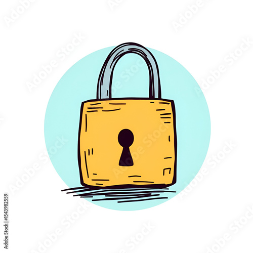 Whimsical Hand-Drawn Lock Illustration: A Symbol of Security and Privacy