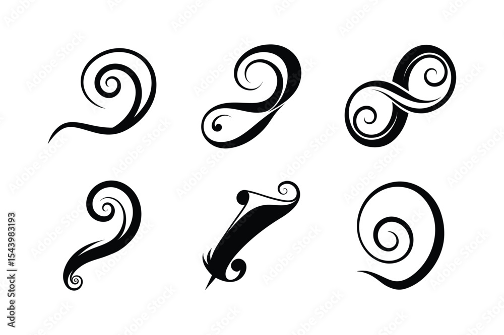 Obraz premium set of swirl silhouette vector illustration 