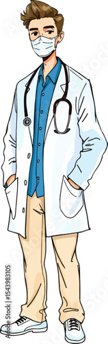 Cute medic cartoon vector illustration.