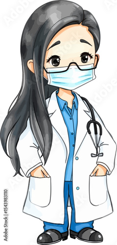 Cute medic cartoon vector illustration.