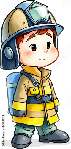 Cute firefighter vector illustration.