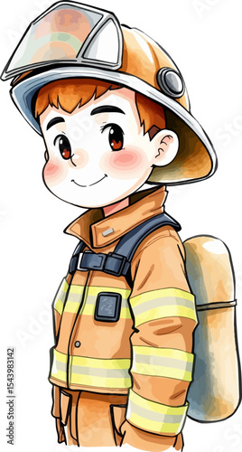 Cute firefighter vector illustration.