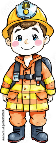 Cute firefighter vector illustration.