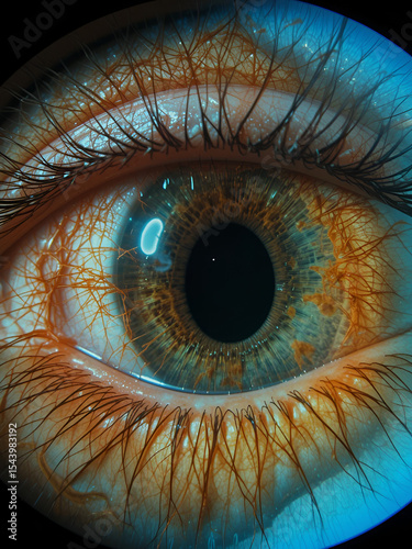 Diabetic retinopathy, ophthalmoscopic diagnosis, illustration