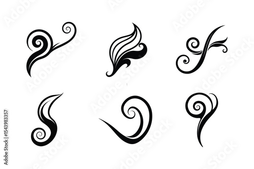 set of swirl silhouette vector illustration 