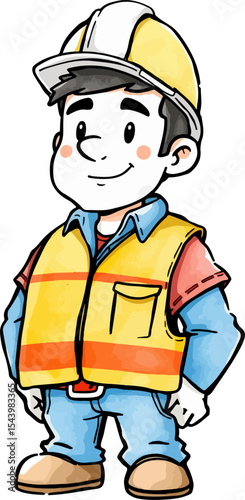 Cute firefighter vector illustration.