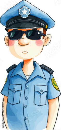 Cute policeman cartoon vector illustration.