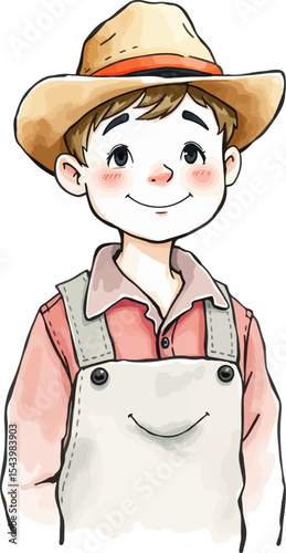 Cute farmer cartoon vector illustration.