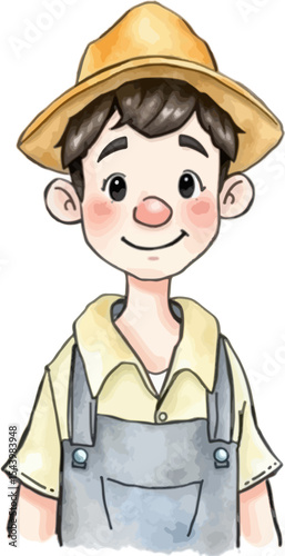 Cute farmer cartoon vector illustration.