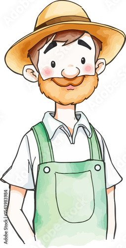Cute farmer cartoon vector illustration.