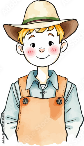 Cute farmer cartoon vector illustration.