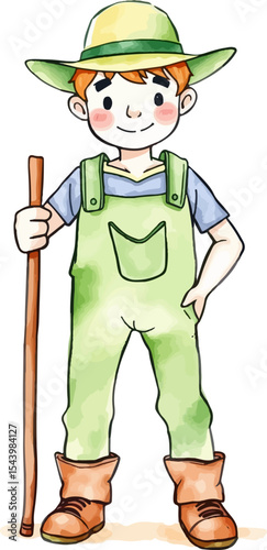 Cute farmer cartoon vector illustration.