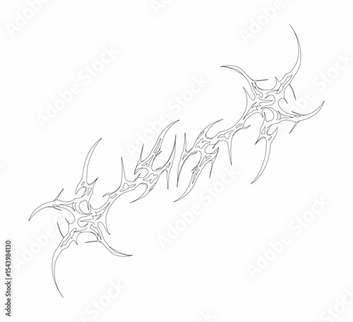 Neo tribal vector design with aggressive organic blades and spiked symmetry. Ideal for tattoos, metal themes