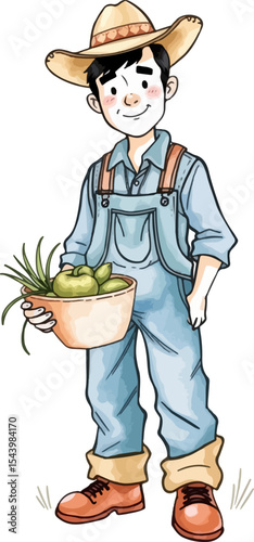Cute farmer cartoon vector illustration.
