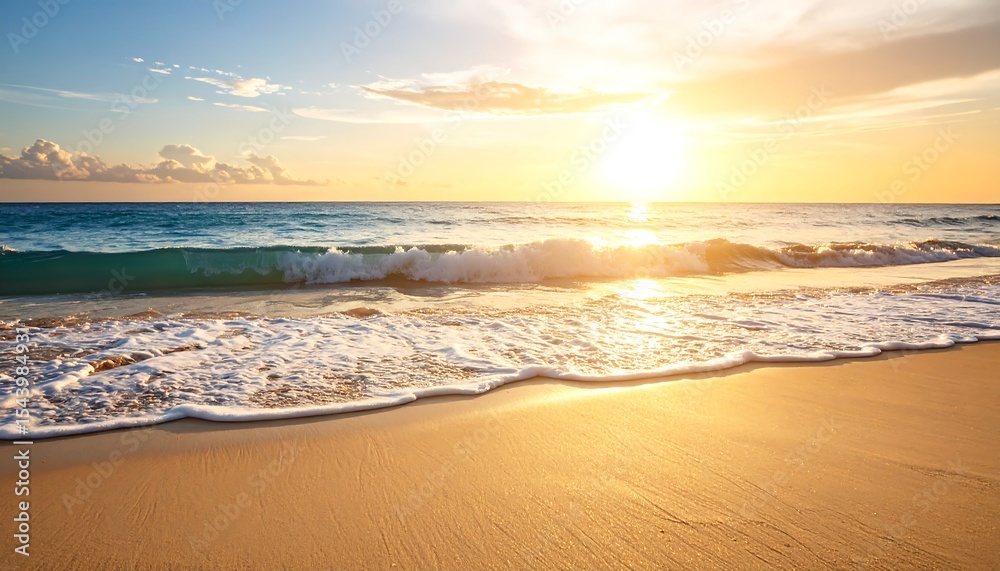 Obraz premium Sunset Beach Waves Ocean Paradise.