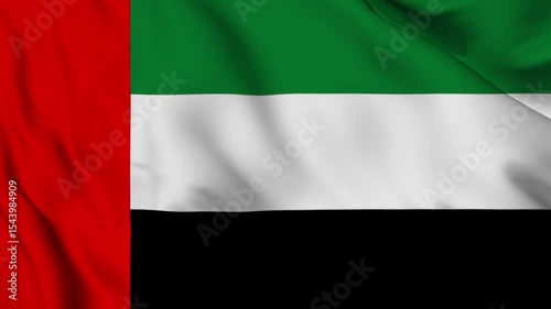 united arab emirates national flag video waving in wind. Realistic flag background. Close up view, perfect loop, 4K footage.
