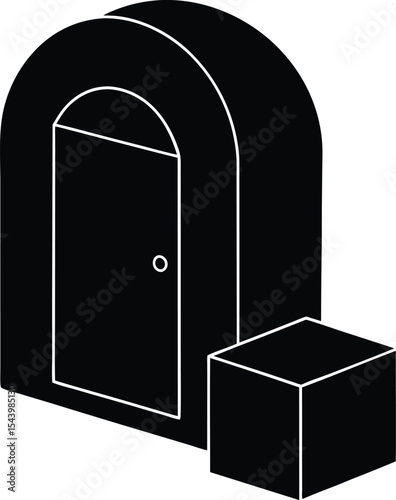 Simple door entrance silhouette vector illustration