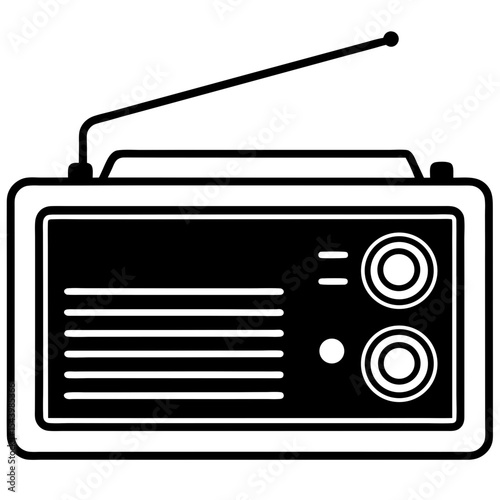 retro radio isolated on white