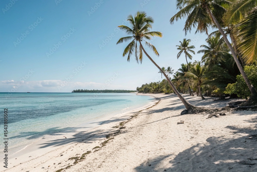 Obraz premium Blue Sea and Palm Shadow Art