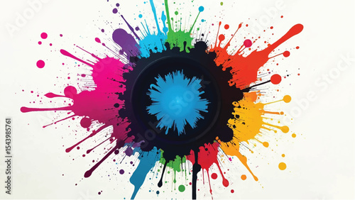 Colorful Paint Splatters on White Background. Splash of Colorful Paint. 