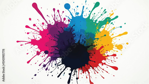 Colorful Paint Splatters on White Background. Splash of Colorful Paint. 