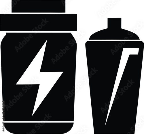 Protein powder shaker silhouette vector illustration