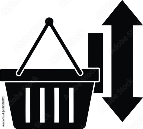 Shopping basket price change silhouette vector illustration