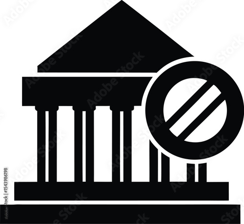 Bank building closed silhouette vector illustration