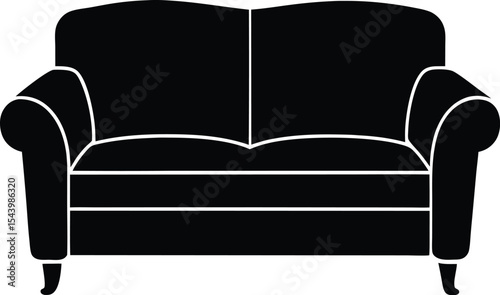 Classic sofa silhouette vector illustration