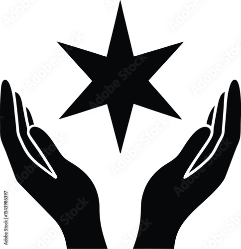 Protecting a star silhouette vector illustration