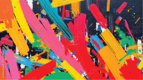 Abstract painting with vibrant multicolored brushstrokes.  Oil paint texture and thick brushstrokes. 