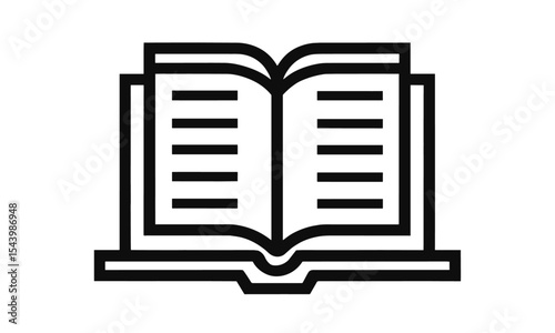 Book icon, vector illustration, book isolated, reading concept, open book graphic, education design, textbook icon, literature art, cutout, library book, academic element.