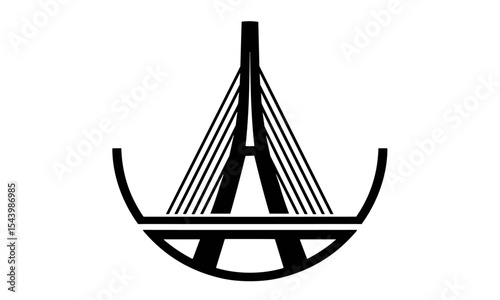 Creative bridge logo template, abstract bridge icon concept, logo design idea for construction, city, architecture, vector illustration. skyline logo, highway, urban development, structure.