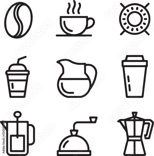 Coffee Brewing Methods A Collection of Line Art Icons